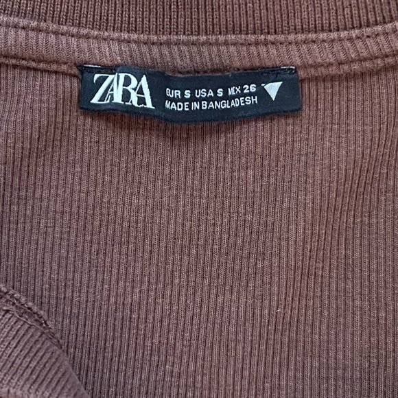 Zara Ribbed V-neck cropped longsleeve top - Picture 6 of 7